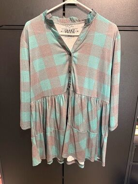 Crazy Train grey & teal tunic